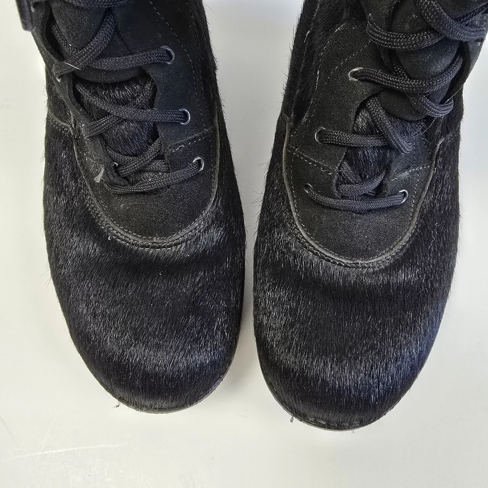 Oscar Sport Apres Ski Black Fur Tall Lace Up Winter Boots Size 41